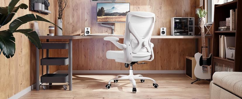 White Office Chair for Big and Tall People - 400lbs Wide Seat Computer Desk Chair Gaming Ergonomic High Back Cushion Lumbar Support with Comfy Mesh Swivel Rolling Home Task Chair