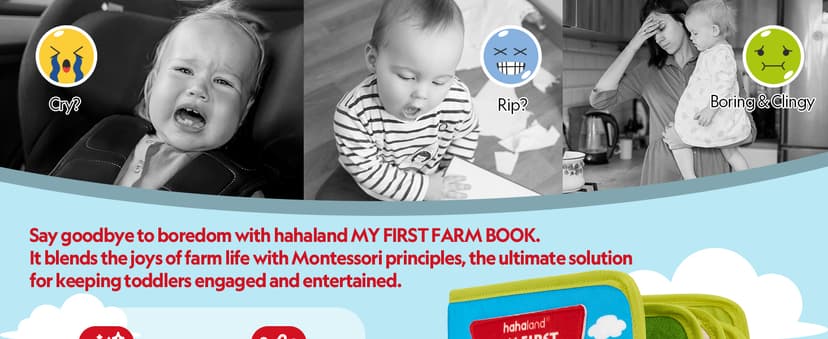 1 Year Old Boy Gifts Educational Quiet Activity Books 10 Pages, Toddler Christmas Stocking Stuffers One Year Old Travel Toys hahaland Busy Book for Toddlers 1-3 - Montessori Toys 1 Year Old Busy Board B0CR3FQ58C