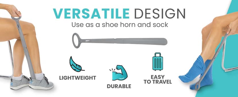 Vive Long Shoe Horn with Handle for Seniors (23") - Sock Remover and Long Handled Shoehorn for Men & Women