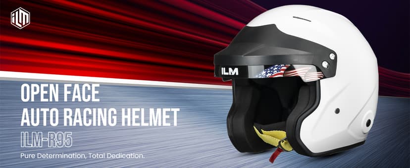 ILM Snell SA2025 Open Face Auto Racing Helmets Lightweight Fiberglass Helmet for Men and Women Model R95