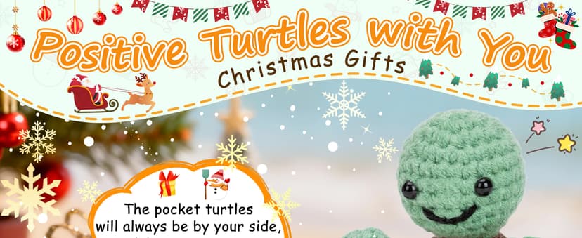 Mini Funny Turtle Birthday Gifts for Women Men Christmas, Retirement Bosses Day Gifts, Inspirational Small Animals Cute Stuff Things, Handmade Emotional Positive Crochet Turtle Decorations