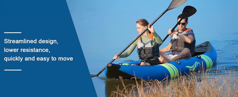 WETURE Inflatable Kayak 2 Person, Fishing Kayaks for Adults, 12.5FT 507 LBS Capacity, Portable Kayak with Luminous Strips, Adjustable Kayak Seat, 2 Paddles, 2 Tail Fins, Pump &Storage Bag