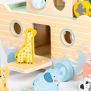 Wooden Noah’s Ark Toy - Baptism Gifts for Baby Girl, Boys & Kids | Fun Colorful Christening & Baptismal Gifts for Boys & Girls | Christian & Catholic Baby Gifts | Noahs Ark Toys for Toddlers from 2