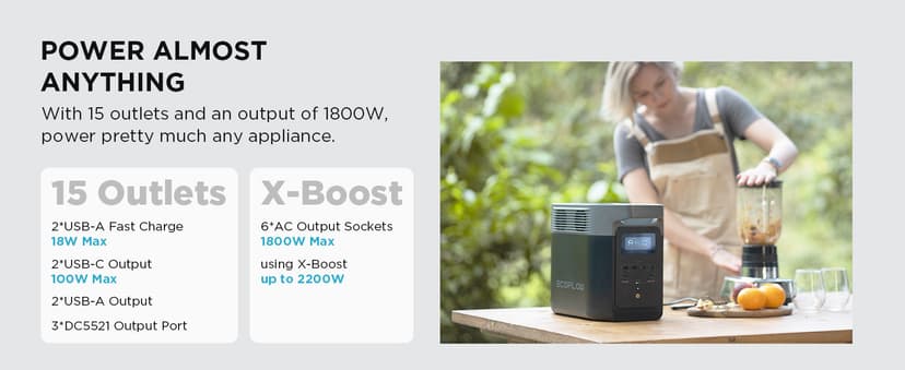 EF ECOFLOW Solar Generator DELTA2 with 220W Solar Panel, LFP(LiFePO4) Battery, Fast Charging, Portable Power Station for Home Backup Power, Camping & RVs