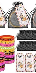 Liliful 72 Pcs Christmas Gifts 24 Set Christmas Students Gifts, Xmas Silicone Wristbands with Gift Label Tags and Organza Bags for Kids Stocking Stuffers Classroom Gift Party Favors(Merry Style)