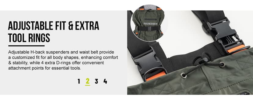 HUNTSEN Fishing Waders for Men Women - 2-Ply Nylon/PVC Waterproof Hunting Chest Waders with Boot Hanger&Phone Case, Size10-12