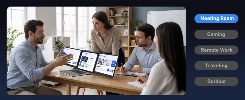 Vixtan 14" Triple Laptop Screen Extender, 3.0 lbs Lightweight FHD IPS Portable Monitor for Laptop, USB-C Plug & Play Multi Screen Attachment for 13-17.3" laptops with Windows/Mac/Chrome