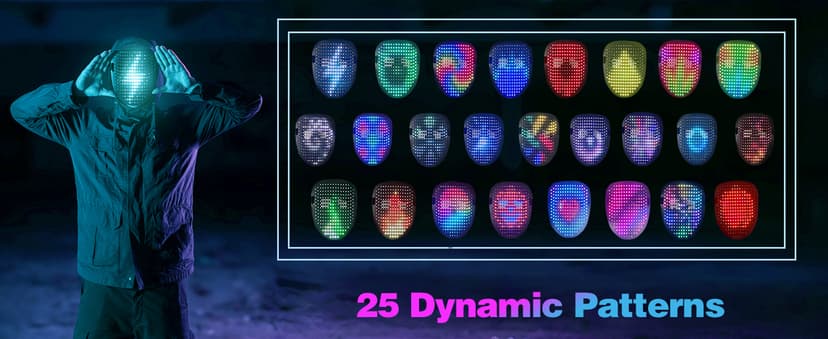 50+ Glowing Patterns for Halloween Costume, Christmas Cosplay, Birthday Party, Adjustable Strap Fits Kids Boys Teens Ages 5+ MOYACA Led Mask Light up Mask Gesture Sensing, Kids Cool Toys Men Boys Gift B09ZY7WY8P