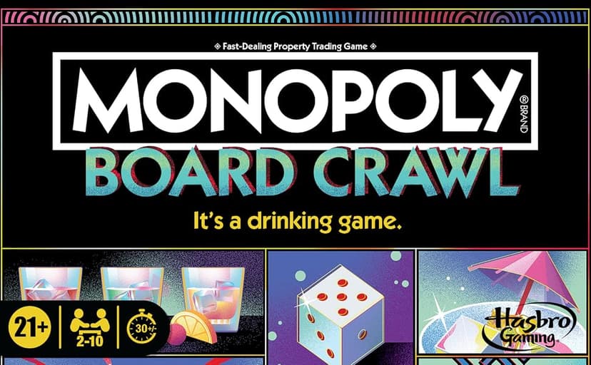 Monopoly Board Crawl Game | Official Monopoly Drinking Game for Adults Only | Ages 21+ | for 2-10 Players | 30 Mins. | Hilarious Adult Party Games