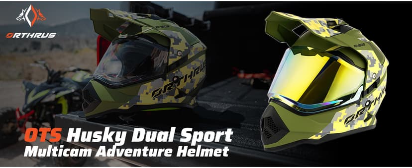 Orthrus Dual Sport Adventure Motorcycle Helmet DOT Certified for Adults, UV Protected Dual Visor & Intercom Slot, ATV UTV Dirt Bike Snowmobile Off Road Helmets