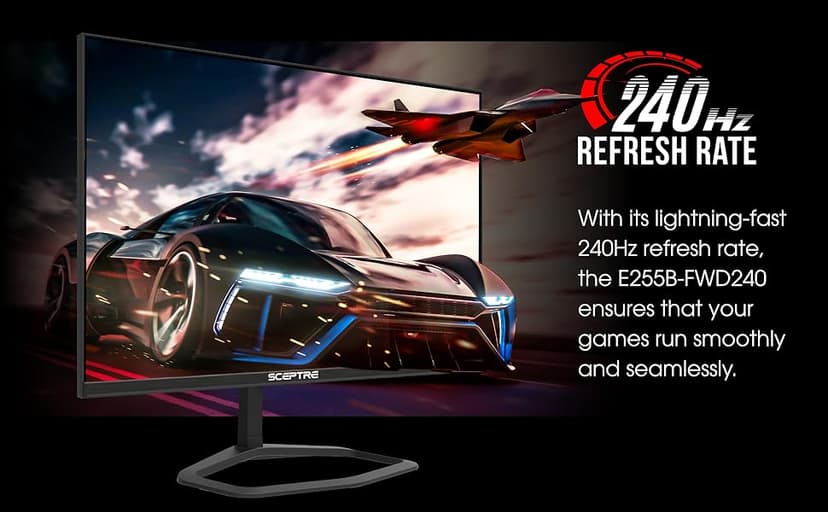 New! Sceptre 24.5-inch Gaming Monitor 240Hz 1ms DisplayPort x2 HDMI x2 100% sRGB AMD FreeSync Premium Build-in Speakers, Machine Black 2026 (E255B-FWD240 Series)
