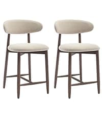 COLAMY Bar Stools Set of 4, Modern Swivel Bar Chairs, Adjustable Upholstered Barstools Counter Height with Full Backrest for Bar, Dining Room, Kitchen Island, Beige