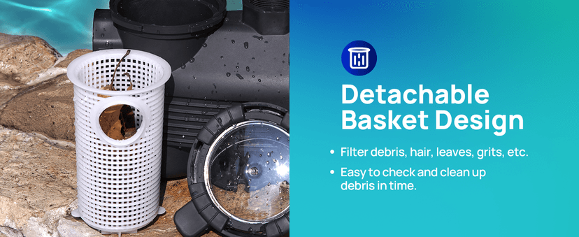 AQUASTRONG Above Ground Pool Pump 115v High Flow 1.25"&1.5''adapter Powerful Self Primming Swimming Pool Pumps with Filter Basket,4332GPH 3/4 HP with Timer