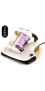 JIGOO T600 Bed Vacuum Cleaner with UV-C Light, 15Kpa Suction 700W Powerful Double Cup Handheld Vacuums, Mattress Vacuum Cleaner with Smart Dust Sensor, Ultrasonic & Heating Tech, HEPA Filter - Corded