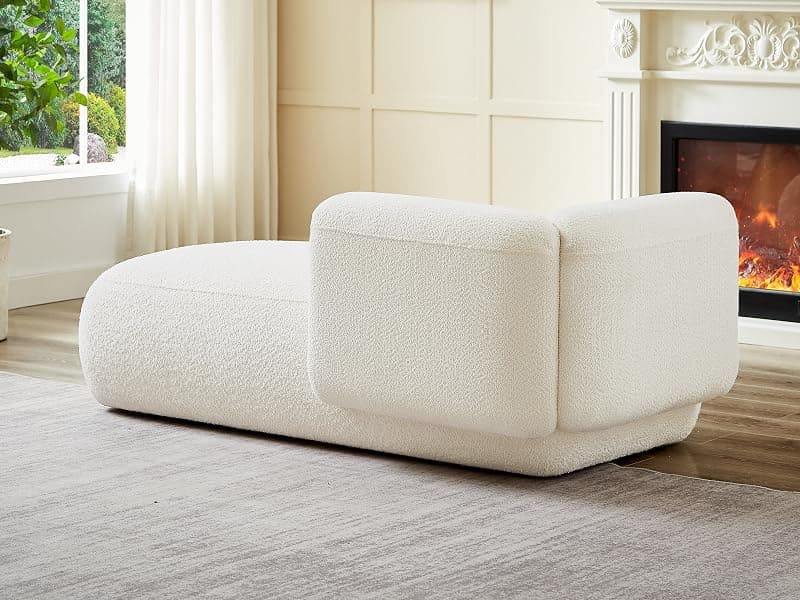 Upholstered Chaise Lounge Indoor for Living Room Bedroom Office Chaise Lounge Sofa:Boucle Fabric Modern Leisure Sofa Recliner Chair Sleeper Indoor (Boucle Cream)