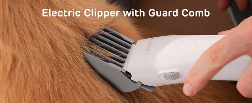 Dog Grooming Vacuum Kit - 3L Vacuum with 7 Tools, Low Noise Electric Clipper and Brush for Pet Shedding at Home, White