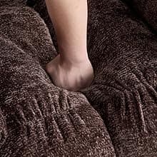 Oversized Power Swivel Rocker Recliner Chair for Big and Tall, Electric Chenille Glider with USB Ports, Extra Wide Overstuffed Reclining Sofa for Living Room Nursery, 375lbs (Brown, Power)