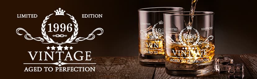 30th Birthday Gifts for Men Whiskey Glass Set - 30th Birthday Decorations, Party Supplies - 30 Year Anniversary, Bday Gifts Ideas for Him, Dad, Husband, Friends - Wood Box & Whiskey Stones & Coaster B0BJCWJDC4