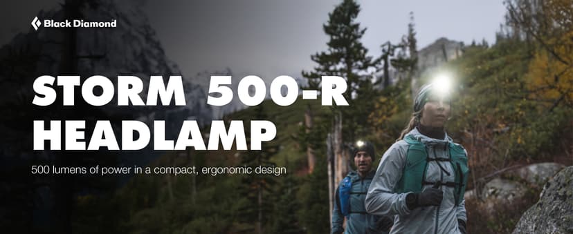 BLACK DIAMOND Storm 500-R Rechargeable Headlamp | 500 Lumens Brightness | Micro-USB Charging | Waterproof & Compact | Camping, Hiking, Running | BD Black
