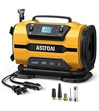9.8Ft Cord Digital Gauge Auto ShutOff LED Light Fast Inflation Air Pump for Car Tires Bike Ball Motorcycle Inflatables Yellow AstroAI Tire Inflator Portable Air Compressor 12V DC Integrated Storage B097B6X669