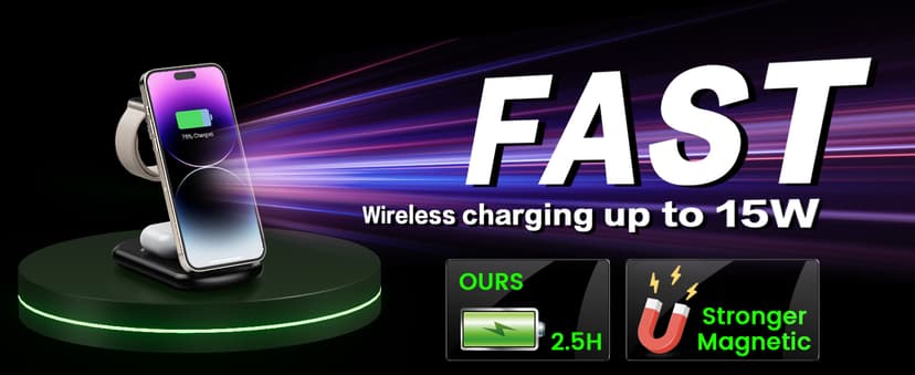 2026 Traveling Wireless Mag-Safe Fast Charging Station,Magnetic 3 in 1 Charger with Light for iPhone 17 16 15 14 13 12 Pro Max Plus,Apple Watch& Air pods 4 3 2 Pro-Gifts for Wife & Husband(White)