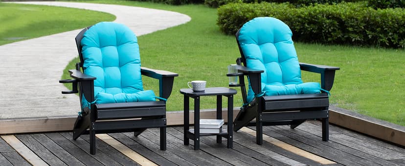 nalone 2 Pack Adirondack Cushion Rocking Chair Cushions High Back Adirondack Chair Cushion with Ties Patio Cushions for Outdoor Furniture (2 Pack, Blue)
