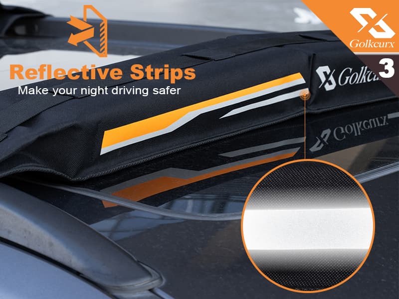 Golkcurx Universal Soft Roof Rack Pads for Kayak,Surfboard, SUP, Canoe, Snowboard with15FT Tie-Down Straps*2 and Storage Bag*1 (Black)