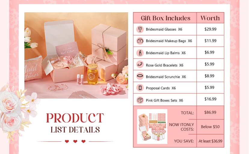 54 Pcs Bridesmaid Proposal Gifts, Maid of Honor Gift Include Wedding Gift Box Makeup Bag Invited Card Glass Cup Lip Balm Scrunchie Bracelet for Bridal Shower Bachelorette Party(Green)