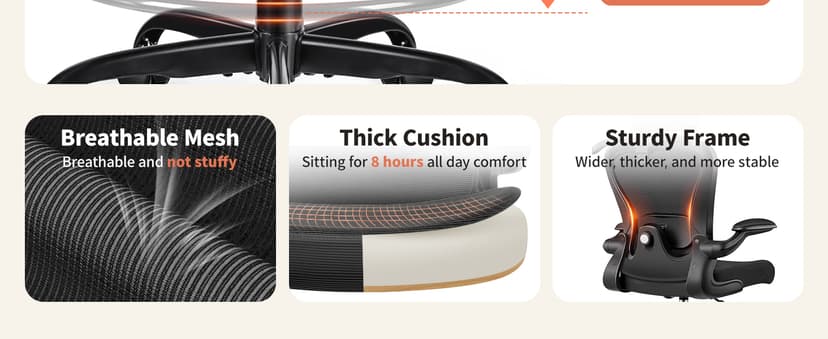 Drafting Chair, Tall Office Chair with 3D Lumbar & Head Support, Ergonomic Mesh Standing Desk Chair with Footring, Comfy Extended High Desk Chair with Flip-Up Arms & Hanger,Black