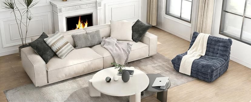 Bean Bag Chairs with Filler Faux Fur Fireside Beanbags Lazy Sofa for Memory Foam BeanBag Chair Bean Bag Sofa for Bedroom, Living Room, Office and Home (Dark Grey)