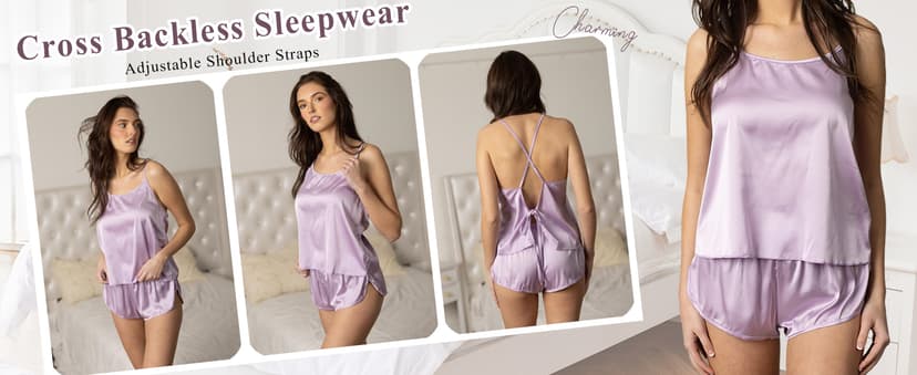 Sexy pajama set for women,Cami Top and Shorts Sets,2 Piece Silky Sleepwear for Valentines,Bridal Party,Honeymoons Gifts Ekouaer Silk Pajamas Set for Women Satin Backless Lingerie Pjs Nightwear B0876WYLZT