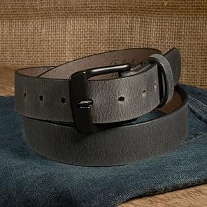 Nohma Leather Men's Leather Belt, Made in USA, Full-Grain Leather, Casual Everyday Wear Belts, Amish Handmade 1.5" Width