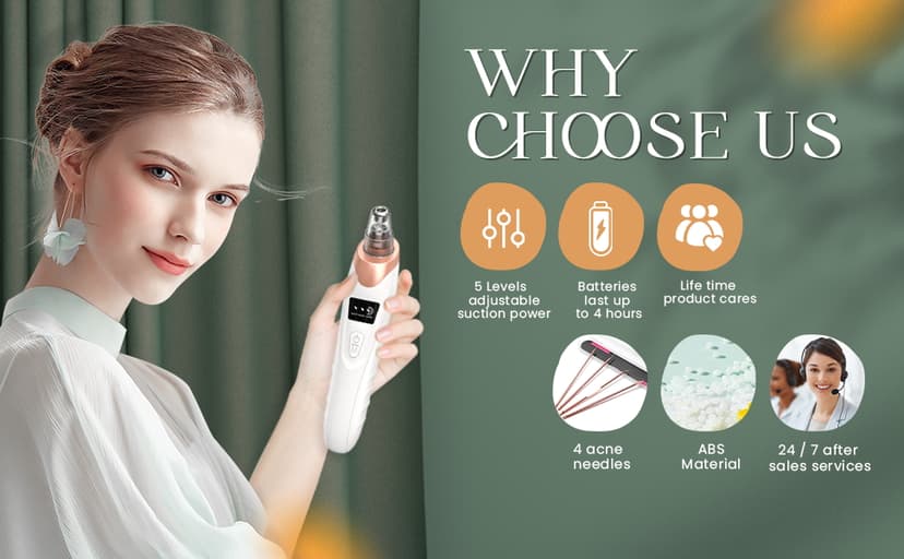 2025 Blackhead Remover Pore Vacuum,Facial Pore Cleaner-5 Suction Power,5 Probes,USB Rechargeable Blackhead Vacuum Kit Electric Acne Extractor Tool for Adult
