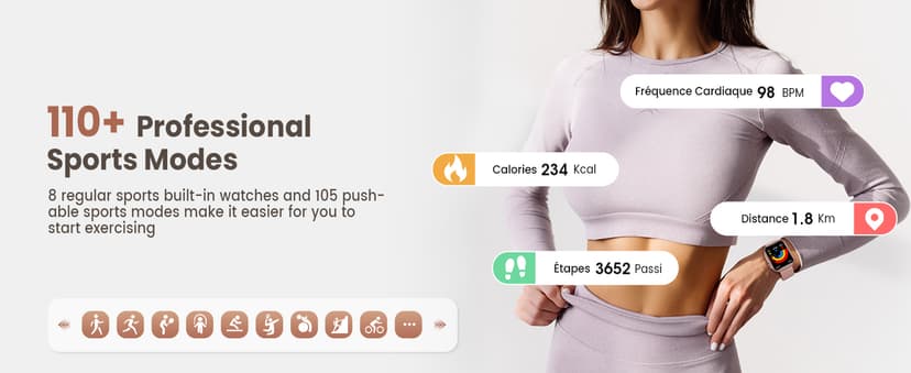 AKUMAKA Smart Watches for Women (Android/iPhone), 1.83" HD Smart Watch with Calls/Messages/Notifications, Sleep/Heart Rate/SpO2/Blood Pressure Monitor, 110+ Sports Modes Fitness Tracker Watch, 1000mAh Battery