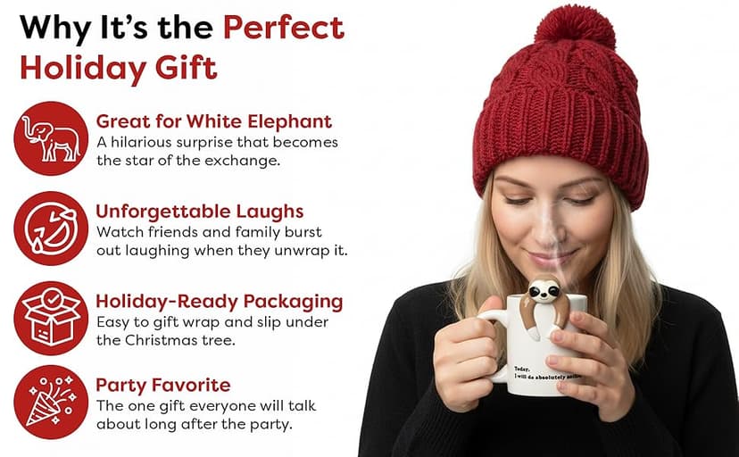 Decodyne Funny Sloth Coffee Mug - Cute Sloth Gifts For Coworkers Women & Men - White Elephant Gifts for Adults, Funny Office Present B07YNXLWJ9