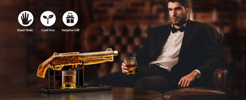 Whiskey Decanter Sets with 2 Glasses for Men Dad, The Wine Things Unique Gift for fathers day, Husband, Boyfriend, Anniversary Day Birthday Gift Ideas, Cool Drinking Accessories for Home Bar Party