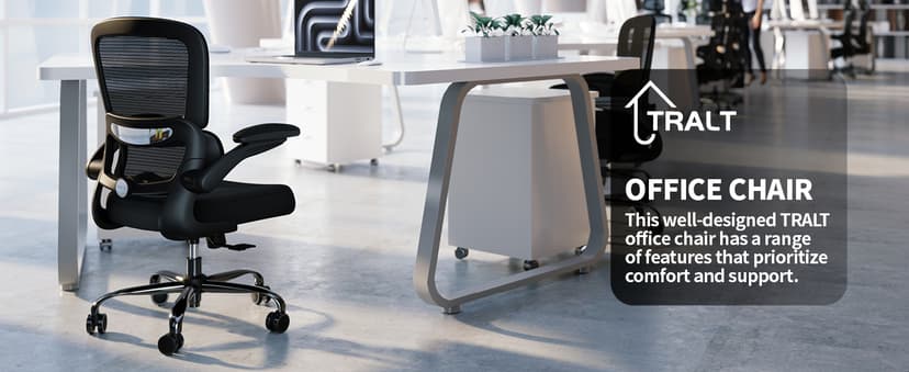 TRALT Office Chair - Ergonomic Desk Chair with Adjustable Lumbar Support, Mesh Computer Chair, Executive Chairs for Home Office Comfortable Lumbar Support (Black)
