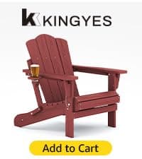 KINGYES Folding Adirondack Chair Set of 2, HDPE All-Weather Patio Chairs with Cup Holder, Wooden Textured Fire Pit Chairs Recliner for Poolside, Backyard, Deck, Navy