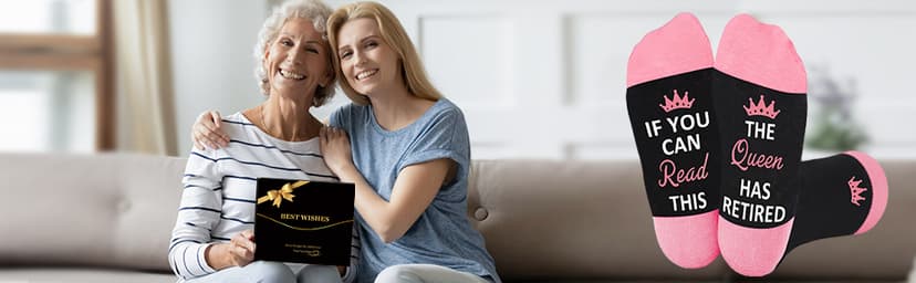 Juesly Retirement Gifts for Women, Funny Socks Retirement Gifts for Woman Box Ready for Present B0F128HDDQ
