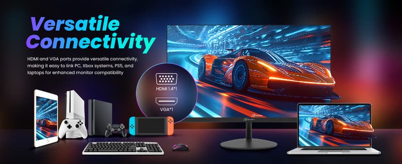 ArcticPro 22 inch 100Hz Monitor, Full HD (1920 x 1080p) Computer Monitor, 105% sRGB, 3000:1 Contrast, 3-Sided Frameless, Ultra Slim, VESA, LowBlue Mode, Tilt Adjust, HDMI *1, VGA*1