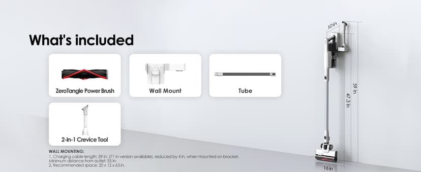 Tineco A30S Cordless Stick Vacuum Cleaner, 160W Suction, 60Min Runtime, 1L Larger Dustbin, ZeroTangle Brush, PureCyclone Tech, LED Headlight, White