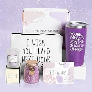 Best Friend Birthday Gifts for Women - Unique Spa Basket Friendship Gifts for Women, Sister, Bestie, BFF (Purple)