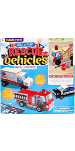 Made By Me Build & Paint Your Own Wooden Cars by Horizon Group USA, DIY Wood Craft Kit, Easy to Assemble & Paint 3 Race Cars, Multicolored