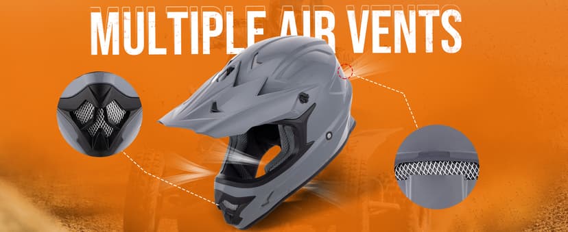 OUMURS Adult ATV Dirt Bike Helmet with Goggles Gloves & Mask Adjustable Sun Visor Motorcycle Adult Helmet Off-Road Motocross Downhill Moped MX for Unisex-Adult-Gray, L