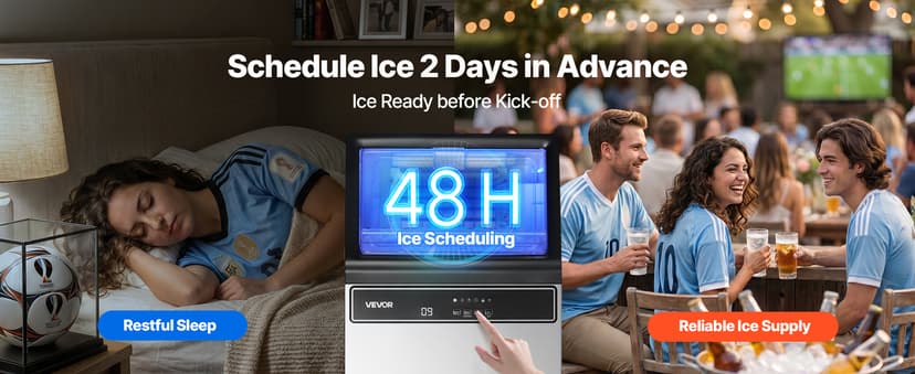 VEVOR Commercial Ice Maker Machine, 120 lbs/24H Ice Production, 33 lbs Storage Bin, 45 Cubes per Cycle, Stainless Steel Under Counter & Freestanding Ice Maker with LED Display, for Home Bar Restaurant