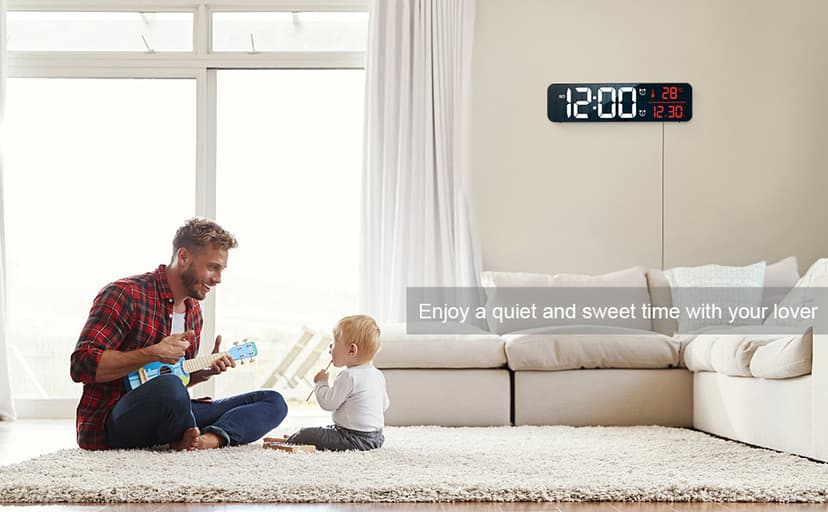 Hournor Digital Clock for Bedroom, Digital Wall Clock for Living Room Decor, Desk Table Clocks, Digital Clock Large Display, Bedroom Smart Alarm Clock for Office Blue