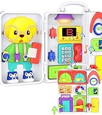 Toddler Toys for 1-2 Year Old Boy, Musical Montessori Busy Board, Early Educational Toy for Toddlers 1-3, Motor Skills Developmental Toy for 12-18 Month Age, Birthday Gift for 1+ Year Old Boy Girl