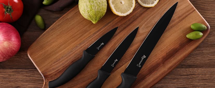 ROMANTICIST Kitchen Knife Sets, 10PCS High Carbon Stainless Steel Knife Sets with Block, Black Knife Block Set, Knives Set for Kitchen with Anti-slip Handle, Exquisite Knives Set New Home Essentials B0FL25YQ5J