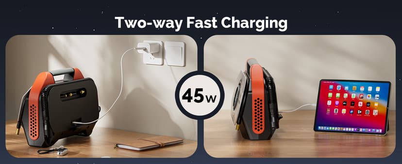 with 19200mAh for Heavy duty Vehicle, Car & Inflatables, 100% Duty Cycle & Dual Cylinder, Bike Pump with LED Backlight,Orange ETENWOLF VORTEX S6 Tire Inflator Portable Air Compressor, Cordless Air Pump B0CGLTPKBZ