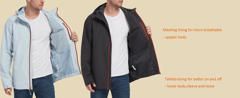 NORDIC OUTLAND Mens Lightweight Hooded Waterproof Rain Jacket Breathable Raincoat Shell for Outdoor Mountain Hiking